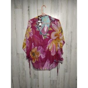 Wayan Natural Wear NWT Sheer Beaded Cover Up Kimono Top